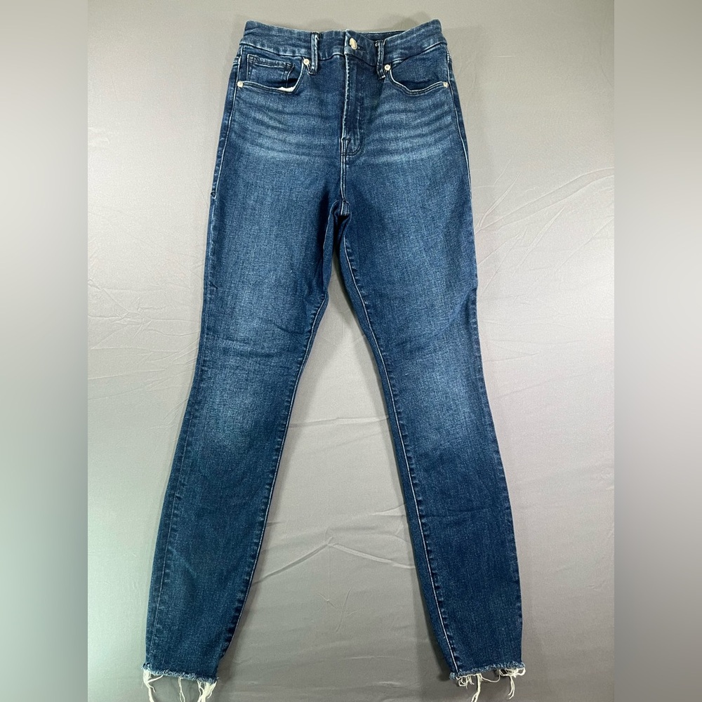 Good American Good Legs Raw Hem High Rise Skinny Jeans Blue Size 6/28
